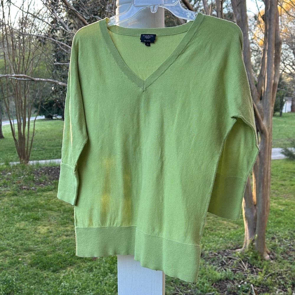 Talbots Lime Green V-Neck Sweater